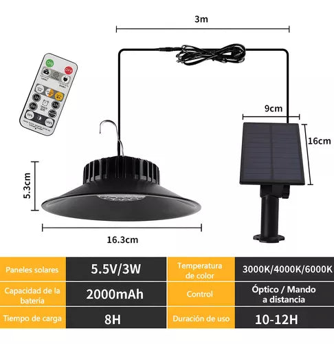 Lámpara Led Solar De Exteriores Sensor Luz Tricolor