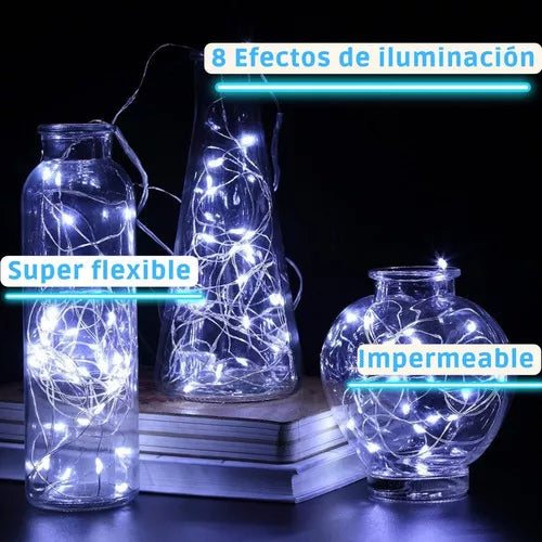 Tira Led Decorativa Luces Led Navideñas Solar Exterior 20 M Color de la luz Blanco frío - Metacompras
