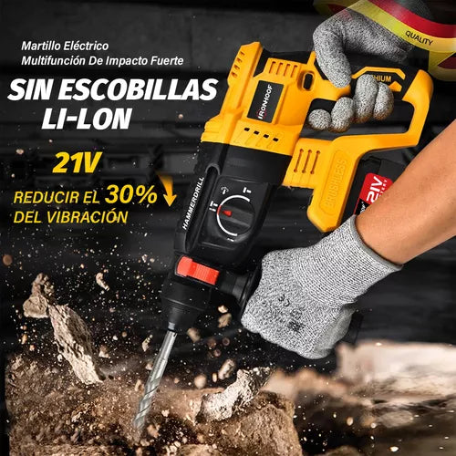 Rotomartillo Cincelador Inalámbrico SDS-Plus 600W con Batería de Larga Duración