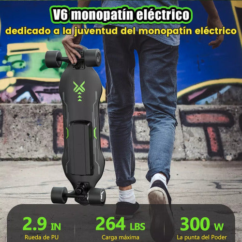 Patineta Eléctrica V6 300W con Control Remoto - Velocidad 12 mph, Alcance 10 millas