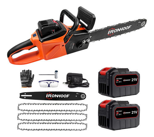 Motosierra Eléctrica Recargable 16" IRONHOOF – Corte Rápido y Seguro