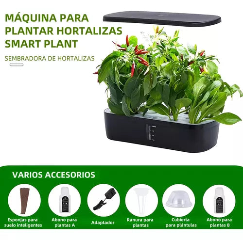Sistema de Jardinería Hidropónica Interior con Luz LED y Bomba Silenciosa - Cultiva Hasta 12 Plantas. - Metacompras