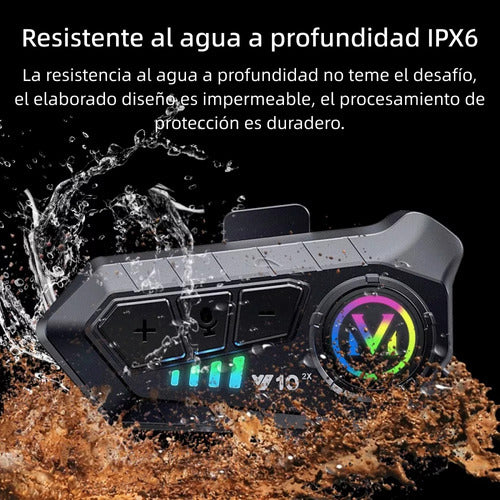 Intercomunicador Bluetooth JZAQ Y10-2X para Motocicletas - Resistente al Agua y Larga Duración