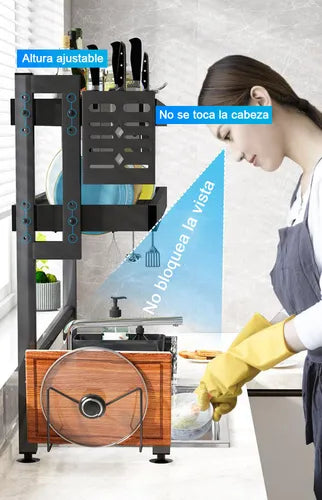Escurridor de Platos de 2 Niveles para Lavabo Doble 95cm Super Espacioso