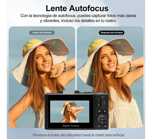 Cámara Digital Ourlife Full HD 4K con Pantalla LCD Giratoria 180° Negra