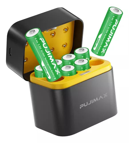 Cargador de Pilas Recargables con 8 Pilas AA - Carga Rápida y Alta Capacidad 3400mAh
