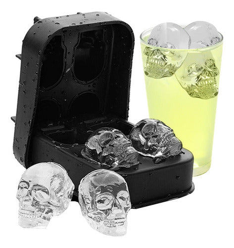 3 Moldes De Silicon 3d Craneo Calavera Para Hielos Reposteria