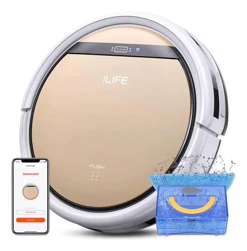 Aspiradora Trapeadora Robot ILIFE V5s Plus Dorada - Control Remoto y por Voz, Eficaz en Todos los Pisos