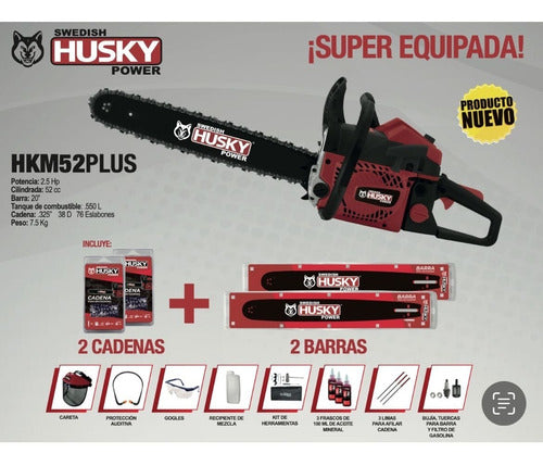 Motosierra a Gasolina 20" 52cc 2.5HP + Accesorios - Eficaz y Fácil de Manejar