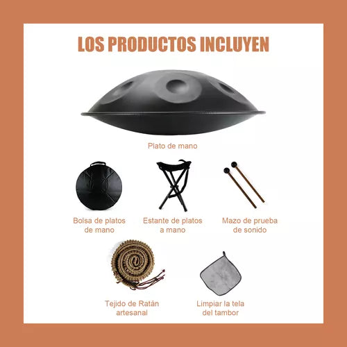 Handpan 18 Pulgadas de 9 Notas en G Menor – Sonido Etéreo y Relajante, Hecho a Mano
