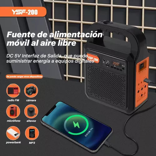 Lámpara Solar Iluminación Radio Fm Bluetooth Banco Energía - Metacompras