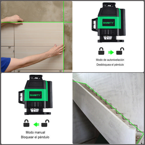 Nivel Láser Autonivelante 25m de 4D con 16 Líneas para Precisión Exacta - Shawty S0035G