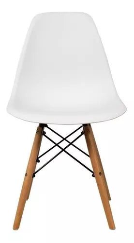 Silla de comedor Virke Eames, estructura color blanco 4 piezas - Metacompras