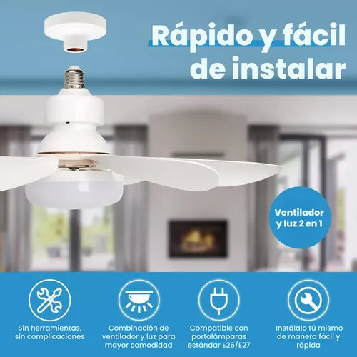 Ventilador de Techo Begônia con Control Remoto y 6 Aspas Blancas 52"