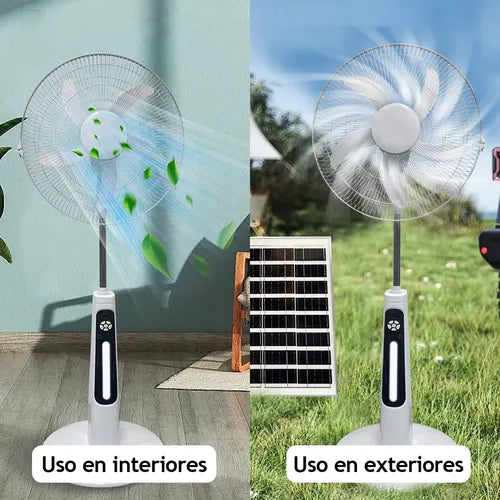 Ventilador Solar Recargable de 18 Pulgadas con Luz LED y Control Remoto