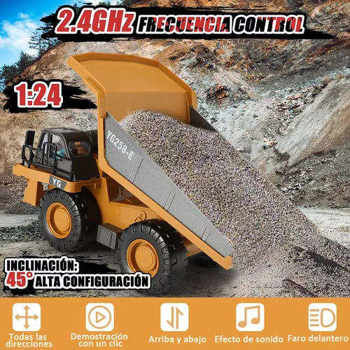 Excavadora Control Remoto 9 Canales - Diversión Realista y Potente para Niños