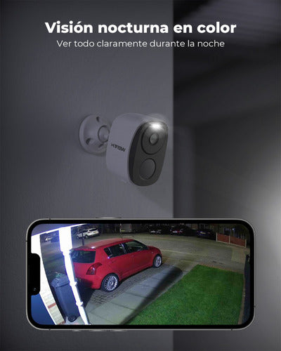 Cámara de Seguridad WiFi HD Exterior 3MP Inalámbrica con Batería Recargable y Visión Nocturna