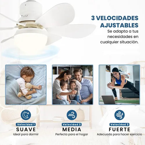 Ventilador de Techo Begônia con Control Remoto y 6 Aspas Blancas 52"