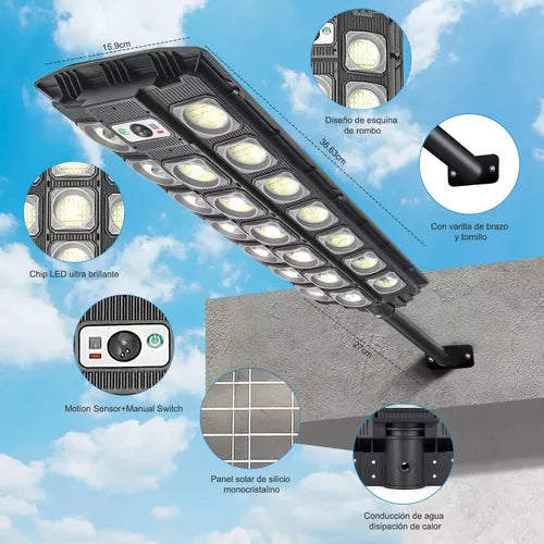 Lámpara Solar 520led 700w Exterior Suburbana Alumbrado - Metacompras