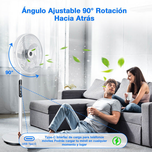 Ventilador Solar Recargable Silencioso con Control Remoto y Larga Duración - Metacompras