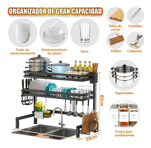 Escurridor de Trastes 2 Niveles - Maximiza tu Espacio Sobre el Fregadero