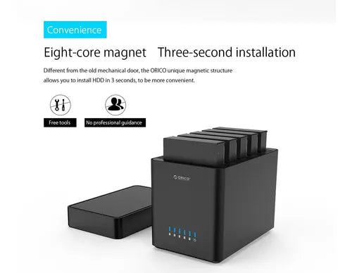 Cajón de Disco Duro Externo de 5 Bahías USB 3.0 - Alta Capacidad y Enfriamiento Eficiente
