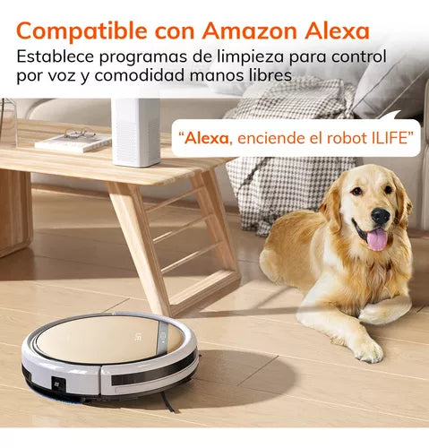 Aspiradora Trapeadora Robot ILIFE V5s Plus Dorada - Control Remoto y por Voz, Eficaz en Todos los Pisos