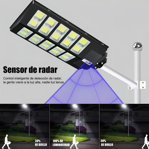 Lámpara Solar LED 1600W con Sensor de Movimiento para Jardín Resistente al Agua