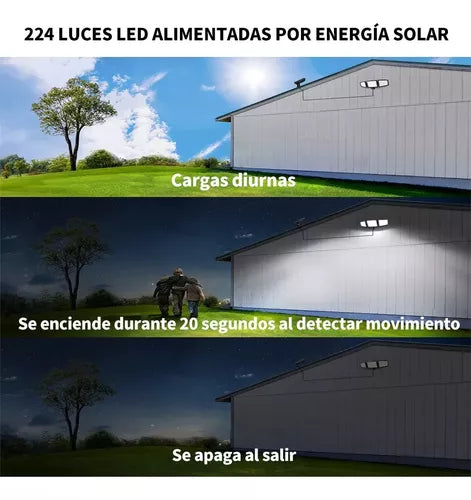 260 Led Lámpara Solar Exterior Jardín De Pared Sensor Luz - Metacompras