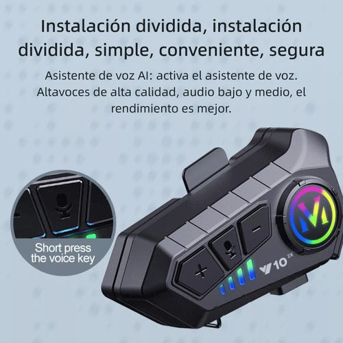 Intercomunicador Bluetooth JZAQ Y10-2X para Motocicletas - Resistente al Agua y Larga Duración