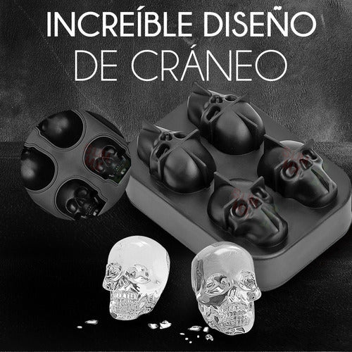 3 Moldes De Silicon 3d Craneo Calavera Para Hielos Reposteria