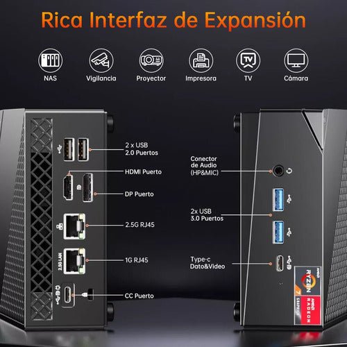Mini Pc Ryzen 7 Amd 5700u Para Juegos, 32 Gb De Ram 512 Gb