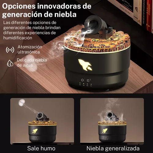 Humidificador Torreta con Efecto Volcánico y Luz LED de Aromaterapia - Metacompras