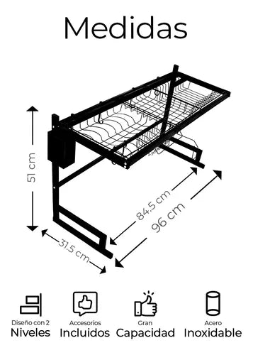 Escurridor De Trastes Organizador De Cocina Para Fregadero Compacto
