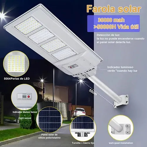 Lámpara Solar LED para Exteriores 6000W - Ilumina Tu Jardín Eficientemente