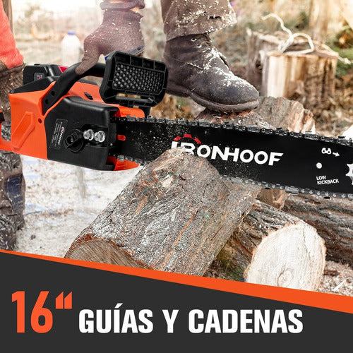 Motosierra Eléctrica 16 Pulgadas Recargable con Motor Sin Escobillas y Seguridad Avanzada