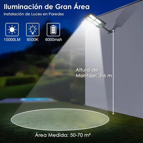 Lámpara Solar LED Exterior para Jardín, Luminaria 1200W Eficiente