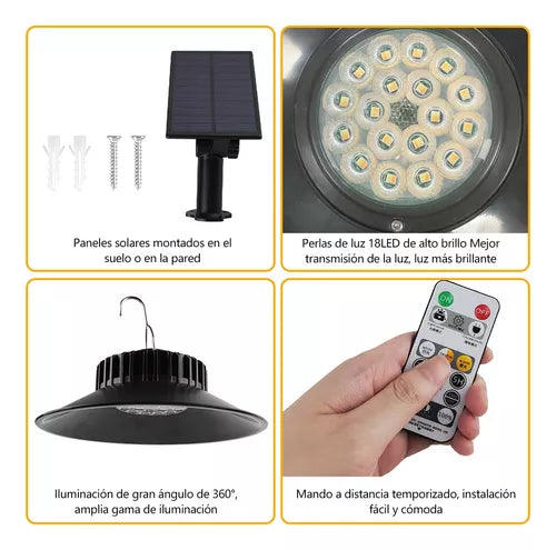 Lámpara Led Solar De Exteriores Sensor Luz Tricolor