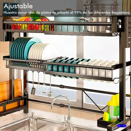 Escurridor Platos Trastes 2 Niveles Ajustable Para Fregadero - Metacompras