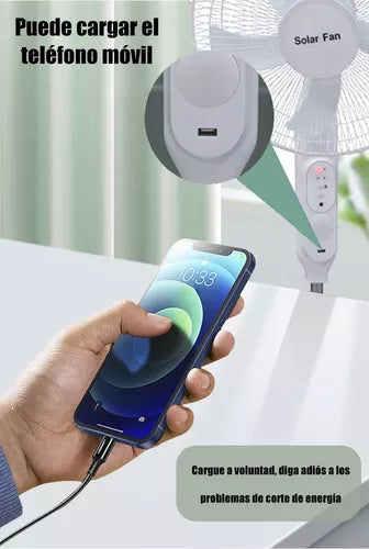 Ventilador Solar Con Control Remoto Con Carga De Teléfono