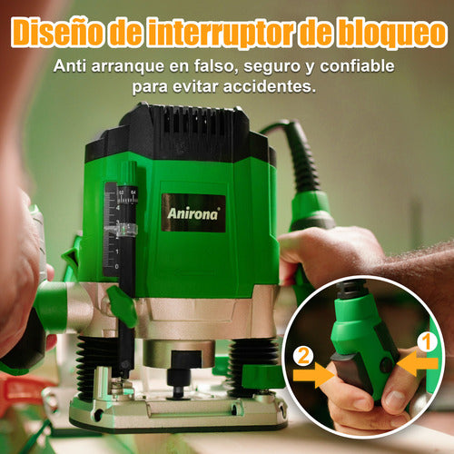 Router Anirona 1400W 1-3/4 Hp con 7 Velocidades Ajustables para Corte Preciso - Metacompras