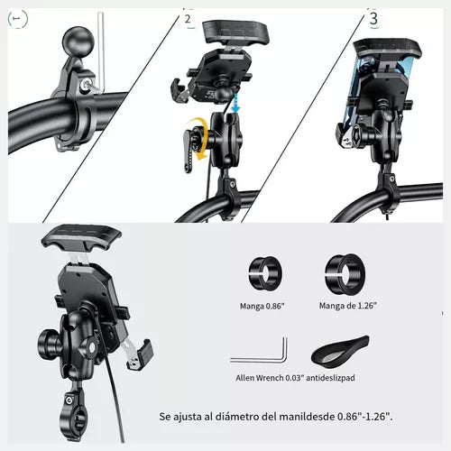 Base Soporte Antirrobo Porta Celular Para Moto Bicicleta360º