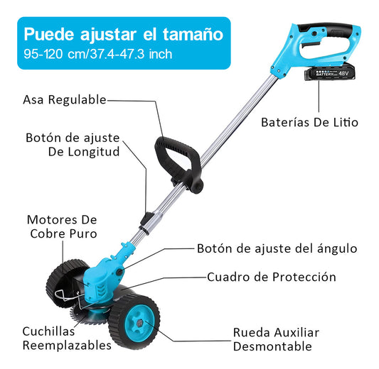 Desbrozadora Eléctrica Inalámbrica Ligera con Ruedas - Fácil Manejo