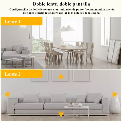 Cámara De Seguridad Doble Lente 4mp Hd Wifi 360º Con Alarma - Metacompras