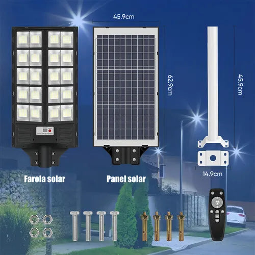 Lámpara Solar LED 1600W con Sensor de Movimiento para Jardín Resistente al Agua