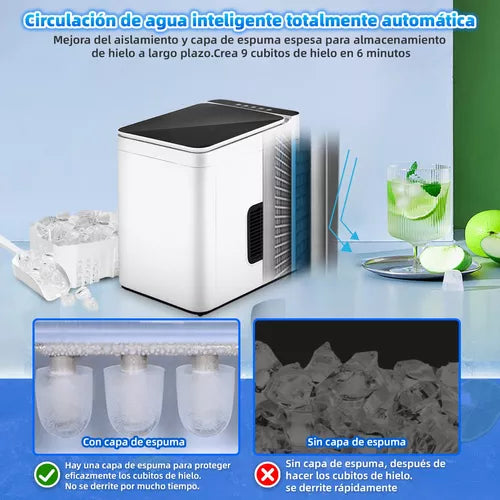 Máquina Para Hacer Hielo Eléctrica 15kg en 24h - Producción Rápida y Autolimpiante