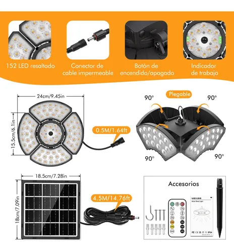 Lámparas Solares para Exterior con Carga USB y Sensor de Movimiento 152 LED