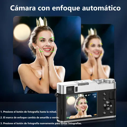 Cámara Digital Compacta 4K 48MP con Autofocus y Función Webcam