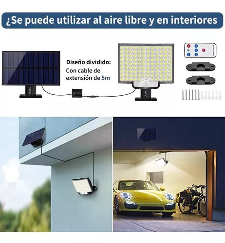 Lámpara Solar Exterior Jardín Pared Sensor Luz 106 Led - Metacompras