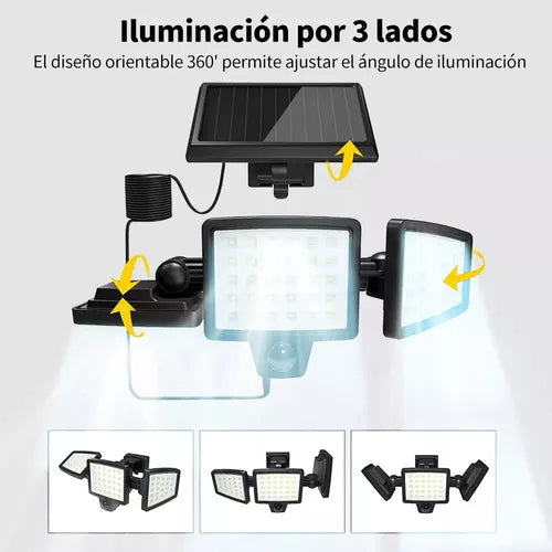 260 Led Lámpara Solar Exterior Jardín De Pared Sensor Luz - Metacompras